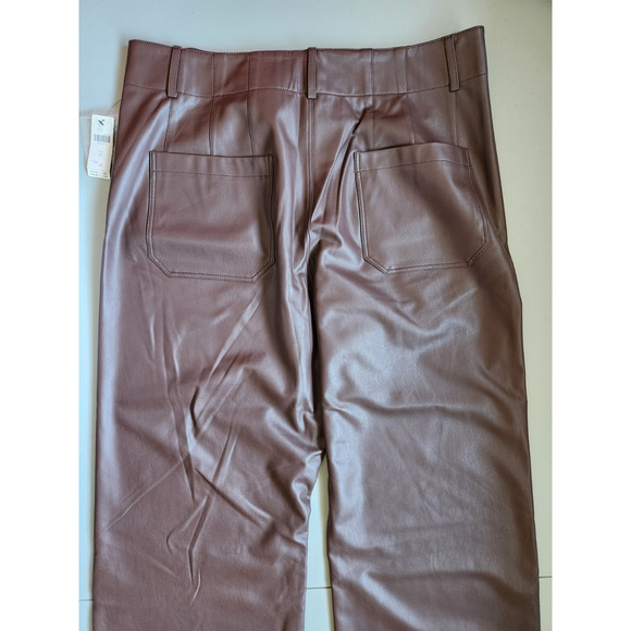 NWT Maeve The Colette Cropped Wide-Leg Faux Leather Pants Sz 34 Chocolate #7E413 - Picture 5 of 10